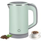 Towwoo 800ML Reisewasserkocher Klein, 600W 5 Minuten Schnelles Kochen Mini Edelstahl Wasserkocher, Überhitzungsschutz Leise Reise Mini Wasserkocher Elektrischer Kettle für Tee Kaffee Babymilch (Grün)