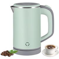 800ML Reisewasserkocher Klein, 600W 5 Minuten Schnelles Kochen Mini Edelstahl Wasserkocher, Überhitzungsschutz Leise Reise Mini Wasserkocher Elektrischer Kettle für Tee Kaffee Babymilch (Grün)