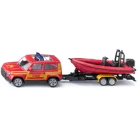 Siku 1608 - Land Rover Defender mit Boot, Feuerwehr