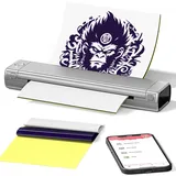 Itari Tattoo Maschine - Stencil Drucker M08F, Thermodrucker Tattoo Drucker Copier mit 10 Stück Transferpapier, Tattoo Drucker Bluetooth zum Tätowieren, kompatibel mit Smartphone und PC, Silbrig