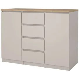 Home Affaire Kommode HOME AFFAIRE "Naia, Sideboard, 4 Schubladen, 2 Türen, Aufbewahrung, grifflose Front", beige (kaschmir), B:120,8cm H:90,7cm T:50cm, Holzwerkstoff, Sideboards, Kommode, Mit Einlegeböden, modern, skandinavisches Design, in mehrere Farben