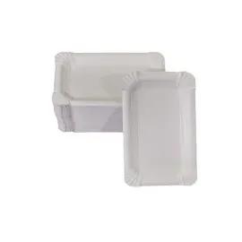 LogiPack GeRo 100 flache Pappteller weiß eckig 11 x 17 cm