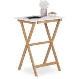 Relaxdays Klapptisch, Bambus, HxBxT: 63 x 47,5 x 37 cm, platzsparend, belastbar, klappbarer Beistelltisch,