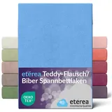 etérea Himmlische Qualität Spannbettlaken Teddy Flausch 180 x 200 - 200 x 200 cm hellblau