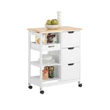 SoBuy Küchenwagen Weiß Holzwerkstoff, 68x85x38 cm, Esszimmer, Servierwagen