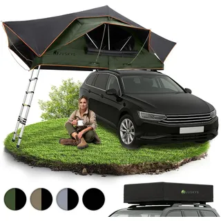 Juskys Autodachzelt Lago 140 x 240 cm Schwarz / Olivgrün