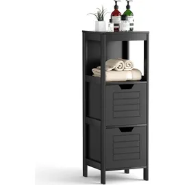 Costway Badezimmerschrank mit 2 Schubladen 30 x 135 x 30 cm Schwarz