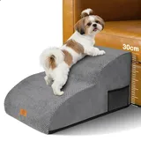 Hundetreppe für Kleine Hunde, 2 Stufen Katzentreppe 55x40x30cm, Grau