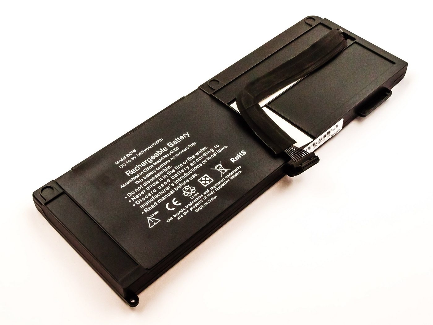 MobiloTec Akku kompatibel mit Apple MacBook Pro 15 A1286 Akku Akku 5400 mAh (1 St) schwarz 85 mm x 14 mm x 251 mm