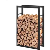 Estexo Kaminholzregal Metall 100 x 60 x 25 cm Schwarz