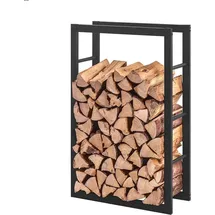 Estexo Kaminholzregal Metall 100 x 60 x 25 cm Schwarz
