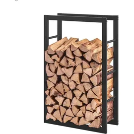 Estexo Kaminholzregal Metall 100 x 60 x 25 cm Schwarz