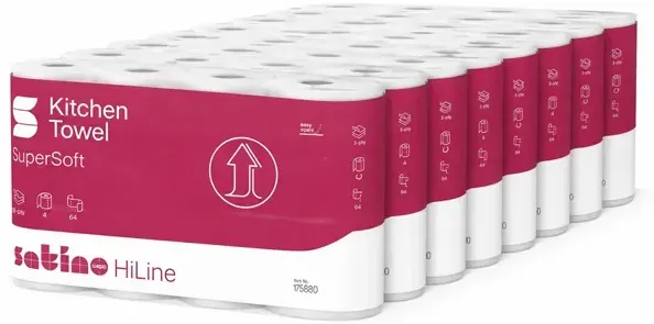 Wepa Satino Prestige 3-lagig weiß 26x22 cm Küchenrollen 32er 32 Rollen (8 Pakete a 4 Rollen), Premiumqualität, Zellstoff