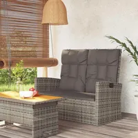 Keyroto Gartenlounge Gartensofa mit Liegefunktion Sofa Balkon Rattan Sofa Lounge m?Bel Outdoor mit Kissen Poly Rattan Grau