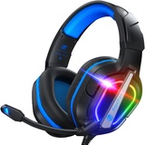 Fachixy Fachixy「2024 New」FC200 Gaming Headset für PS4/PS5/PC/Xbox/Nintendo Switch, PS4 Kopfhörer mit Kabel und RGB Licht, Stereo Surround Kopfhörer mit Mikrofon, Noise Cancelling Gamer Headphones - BLAU