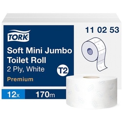 Tork Jumbo-Toilettenpapier »T2 Premium Mini« 2-lagig 12 Rollen weiß