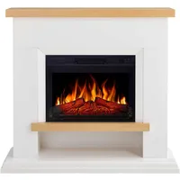 ArtiFlame Elektrokamin Shelford AF23S Weiß mit LED-Flammeneffekt, Heizung bis 30 m2, Fernbedienung, realistisches Design, energiesparend, freistehend