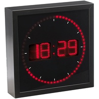 Lunartec Uhr LED: LED-Wanduhr mit Sekunden-Lauflicht durch rote LEDs (Wanduhr Digital, Digitale Wanduhr LED, rot)