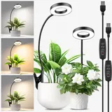 2 Stück Pflanzenlampe LED Vollspektrum, Pflanzenlicht für Zimmerpflanzen, LED Grow Lampe 3 Farben Pflanzenleuchte mit 360° Schwanenhals, 6/12/16H Timer, 5 Helligkeit, Wachstumslampe Zimmerpflanzen