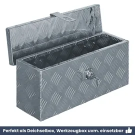 deluke DELUKE® Aluminiumbox mit Deckel - Abschließbar Alubox Deichselbox Alu Anhängerbox Werkzeugkiste Metall Transportbox Metallkiste, 48,5x14x20cm Silber