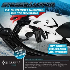 Kesser KESSER® Lenkschlitten mit 2 Fußbremsen Automatisches Zugseil Federung Kufenlenkung Bob Kinderschlitten Rodel Schlitten Skiboblenkschlitten