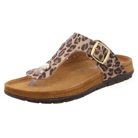 ROHDE Damen Pantolette Leder Zehentrenner mit Leopardenmuster Rodigo-D 5891, Größe:40 EU, Farbe:Beige - 40