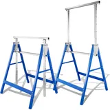 EINFEBEN 2x Gerüstbock arbeitsböcke Arbeitsbock metall bis 250 kg/Paar Klappbock Gerüst Unterstellbock Stützbock höhenverstellbar von 80-130cm... - Blau