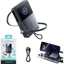 Joyroom JR-PR1 10000mAh 22.5W Powerbank mit integriertem einziehbarem USB-C-Kabel - Schwarz