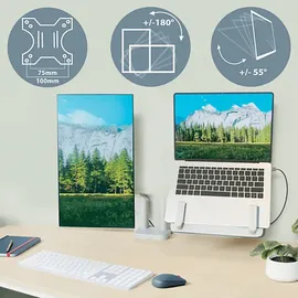 Leitz Ergo Platzsparender, dual, mit Laptophalterung, Monitorarm