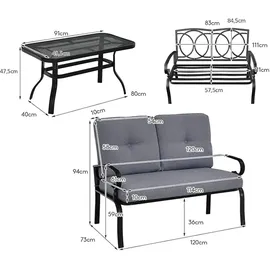 Costway Gartenbank 113 x 63 x 38 cm Grau