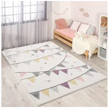Carpet City Kinderteppich »Anime9381« rechteckig 11 mm Höhe Spielteppich, Wimpel, Weicher Flor, Pflegeleicht, Kinderzimmer beige