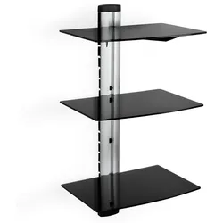 TECTAKE Wandregal mit 3 Ablagen für DVD-Player und Receiver, 80x42x34cm