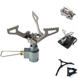 evocamp kompakter Campingkocher 1.8 kW, Camping-Stove, Titan-Gehäuse Mini Gaskocher mit Gasregulierung, kompatibel mit schraubbaren Gaskartuschen - ideal für Camping (Minikocher)