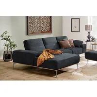 W.SCHILLIG Ecksofa run, Designsofa mit tollem Sitzkomfort, bequem, Breite 299cm, L-Form, mit elegantem Holzsockel, Füße in Silber matt, Breite 299 cm schwarz
