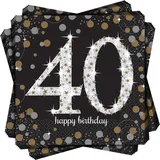 Amscan 511545 - Servietten 40. Geburtstag, 16 Stück, 33 x 33 cm, Happy Birthday, Sparkling Celebration