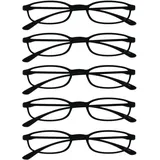 OPULIZE Fly 5er-Pack Taschengröße Super Licht Lesebrille Matt Schwarz Herren Damen Lesehilfe RRRRR67-1 +1,00
