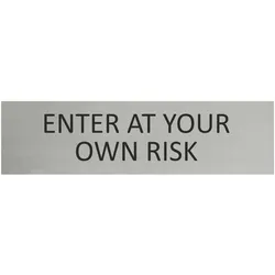 CombiCraft Aluminium Türschild Enter At Your Own Risk 165x45mm mit 3M-Tape