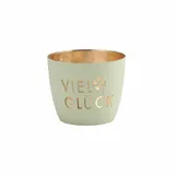 G-C Madras Windlicht M Viel Glück pastellgrün/gold