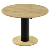Design Esstisch Tisch HES-111 rund oval Hochglanz ausziehbar 100-148cm - Naturbelassen