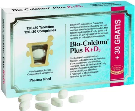 Pharma Nord Bio-Calcium Plus K+D3 Knochen Und Zähne 120 + 30 Tabletten Gratis