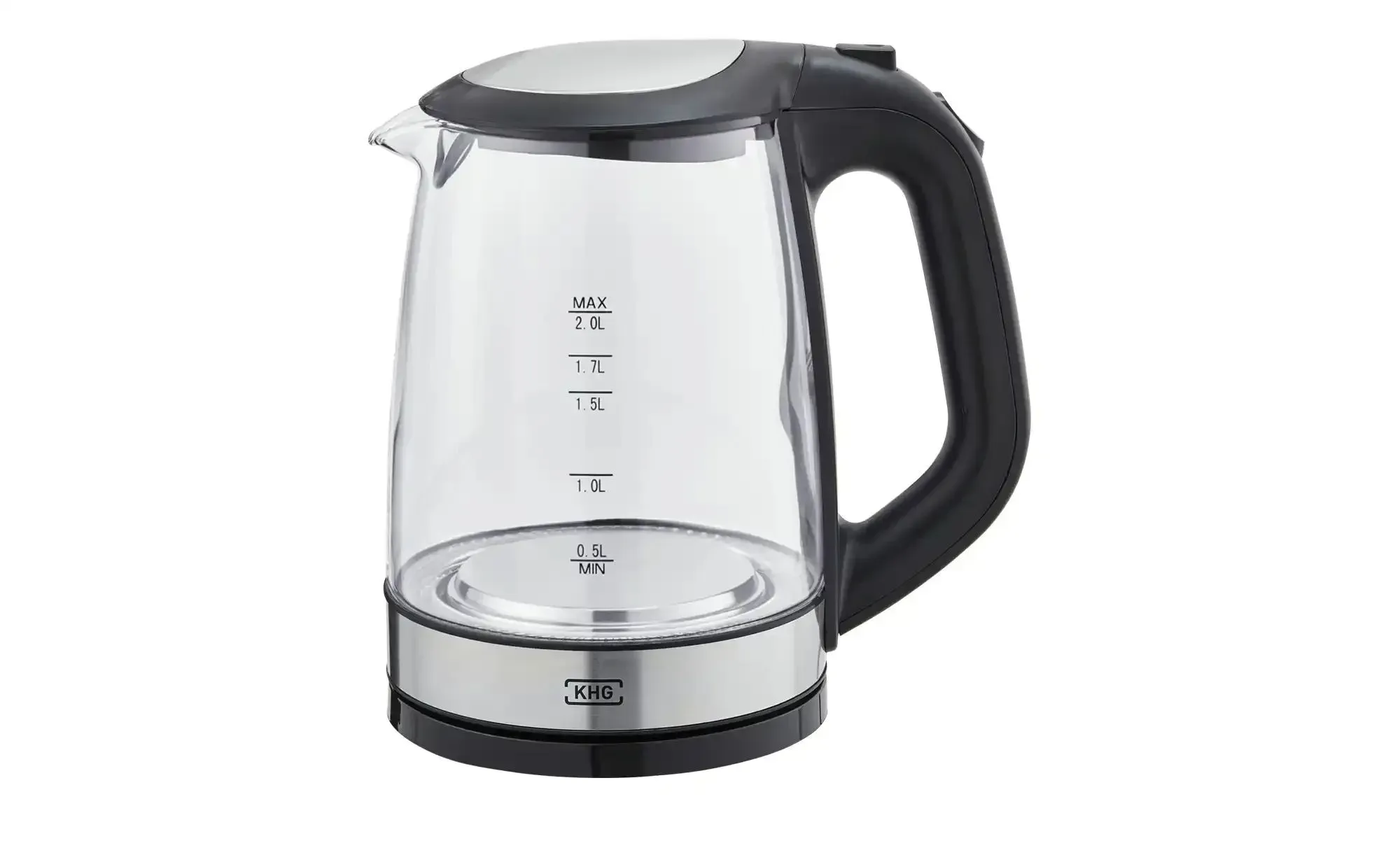 KHG Wasserkocher  WK-1706 GES , transparent/klar , Glas,Kunststoff,Edelstahl , Maße (cm): B: 23 H: 25 T: 15.5