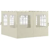 Pavillon-seitenwände 4er-set Seitenwand-paneele Für Gartenpavillon Mit Reißverschluss Sichtschutz 3x3 M Cremeweiß