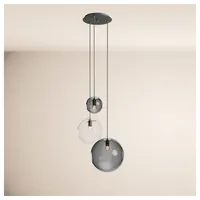 S.luce Pendelleuchte Orb 3-flammige Galerieleuchte Modular Rauch, Klar