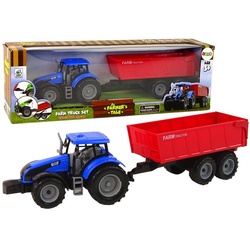 LEAN Toys Spielzeug-Traktor Traktor Anhänger Landwirtschaft Spielzeug Ernte Bauernhof Fahrzeug blau