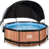 EXIT TOYS Wood Pool Set 244 x 76 cm inkl. Filterpumpe und Sonnensegel