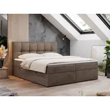 MKS Meble Boxspringbett 140x200 mit Bettkasten, Bett mit Matratze H3 Topper, Polsterbett 140x200 mit Bettkasten Kopfteil, Boxspringbett mit Mat... - Bronze