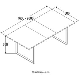 Home Deluxe Esstisch Eckig AVENCIA inkl. U-Fuß - 160 x 100 cm - versch. Ausführungen | Light Oak