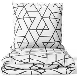 NYVI Bettwäsche Set DreamScience Mikrofaser Design - Atmungsaktiv & Weich - Mit Reißverschluss 135x200 + 80x80 cm Geo