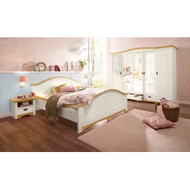 otto home Massivholzbett »Konrad, hohe Belastbarkeit! FSC® zertifiziertes Massivholz« Breite/Belastbarkeit 180cm/220 KG, 140cm/180 KG, aus massivem Kiefernholz, FSC®-zertifiziert, INKLUSIVE Rollrost weiß/honig, , 42199757-0
