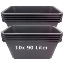 Buri Mörtelkübel 90 Liter schwarz 10er Set